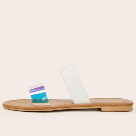 Cross Strap Flat Slides - Picture 3 of 4